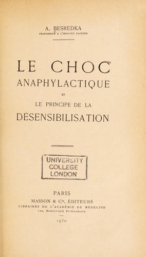 Le choc anaphylactique et le principe de la désensibilisation