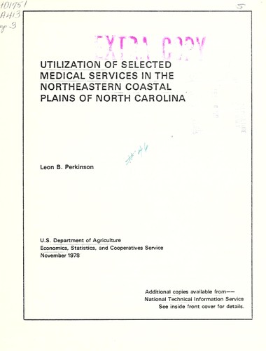 Utilization of selected medical services in the northeastern coastal plains of North Carolina