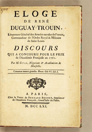 Eloge de René Duguay-Trouin