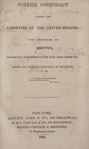 Foreign conspiracy against the liberties of the United States