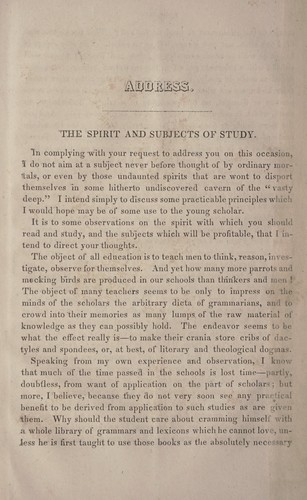The spirit and subjects of study