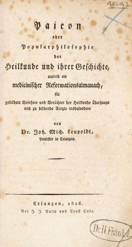 Paieon oder Popularphilosophie der Heilkunde und ihrer Geschichte