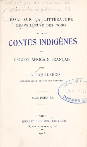 Essai sur la litte rature merveilleuse des noirs