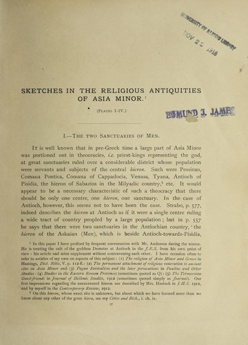 Sketches in the religious antiquities of Asia Minor