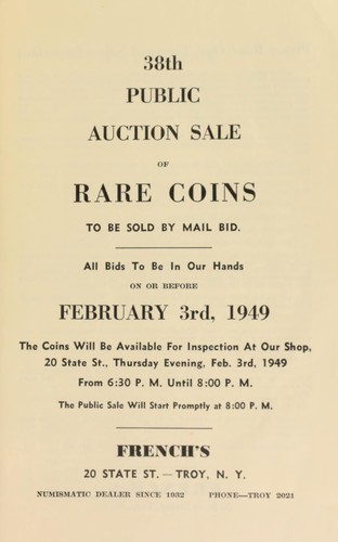 French's 38th public auction sale of rare coins