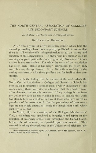 The North Central Association of Colleges and Secondary Schools
