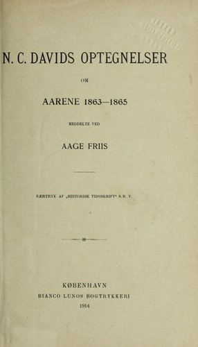 N.C. Davids optegnelser om aarene 1863-1865