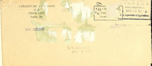 Carlson's tenth annual garden seed price list