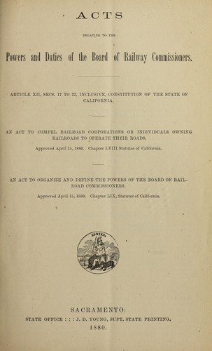 Acts relating to the powers and duties of the Board of Railway Commissioners