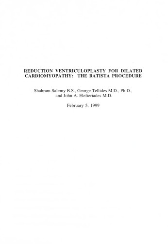 Reduction ventriculoplasty for dilated cardiomyopathy