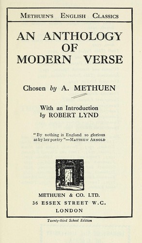 An anthology of modern verse