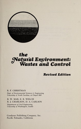 The Natural environment: wastes and control