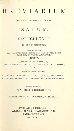 Breviarium ad usum insignis ecclesiae Sarum