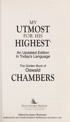 My utmost for His Highest