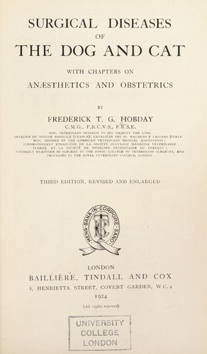 Surgical diseases of the dog and cat