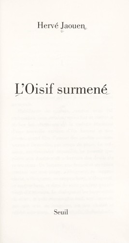 L'Oisif surmene