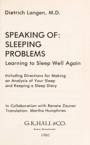 Speaking of sleeping problems