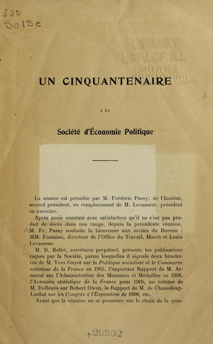 Un cinquantenaire a   la Socie te  d'e conomie politique ...