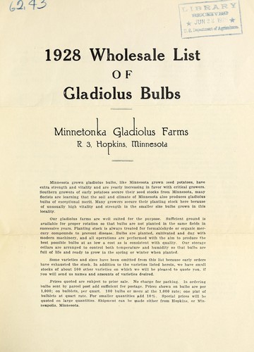 1928 wholesale list of gladiolus bulbs [price list]