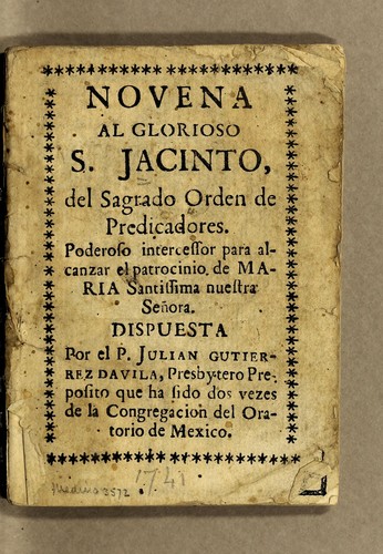 Novena al glorioso S. Jacinto, del sagrado orden de predicadores