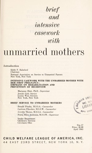 Brief and intensive casework with unmarried mothers