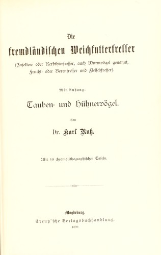 Die fremdl©Þndischen Stubenv©œgel ...