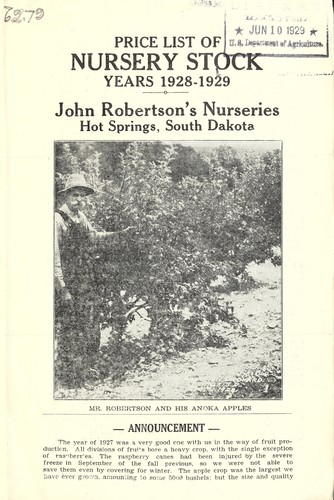 Price list of nursery stock