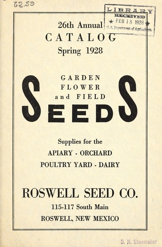 26th annual catalog [of garden], flower, field seeds, supplies for the apiary, orchard, poultry yard, dairy
