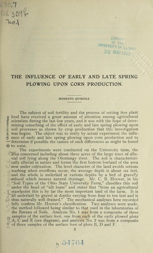 The influence of early and late Spring plowing upon corn production