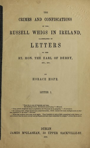 The crimes and confiscations of the Russell Whigs in Ireland