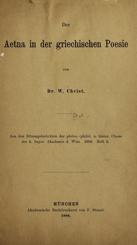 Der Aetna in der griechischen Poesie