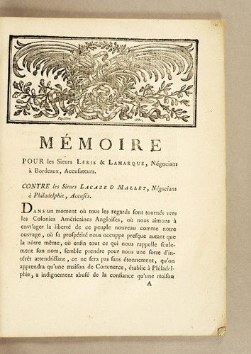 Mémoire pour les sieurs Leris & Lamarque, négocians à Bordeaux, accusateurs; contre les sieurs Lacaze & Mallet, négocians à Philadelphie, accusés