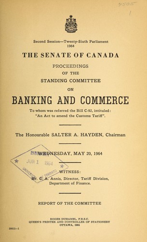 PROCEEDINGS OF CANADA PARLIAMENT SENATE STANDING COMMITTEE ON BANKING, TRADE AND COMMERCE