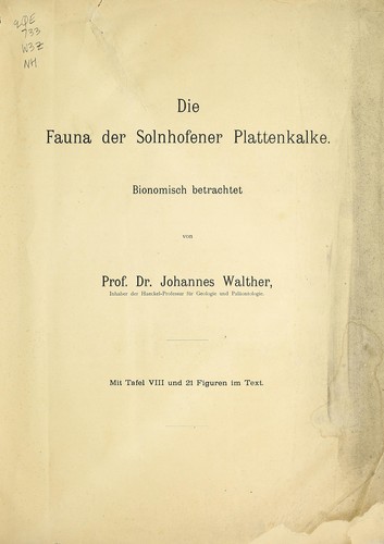 Die Fauna der Solnhofener Plattenkalke