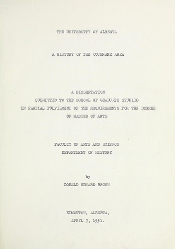 A history of the Cochrane area