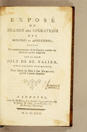 Exposé ou examen des opérations des ministres en Angleterre, depuis le commencement de la guerre contre les américains jusqu'ici