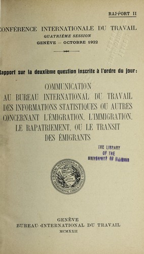 Rapport sur la deuxieme question inscrite à l'ordre du jour