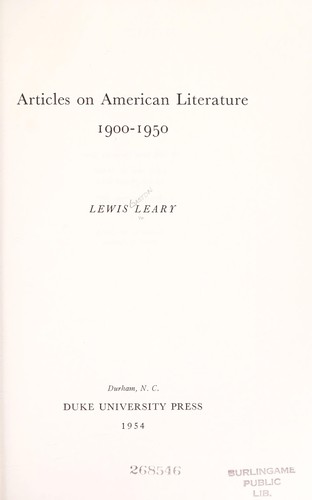 Articles on American literature, 1900-1950