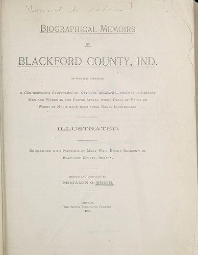 Biographical memoirs of Blackford County, Ind