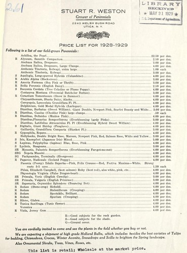 Price list for 1928-1929