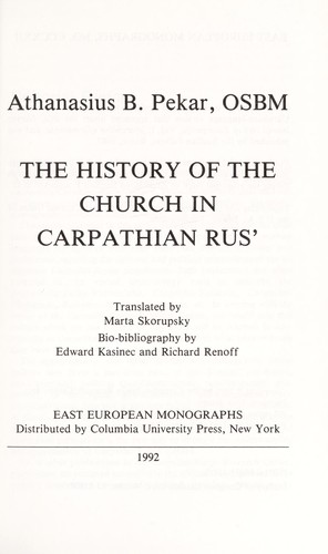 The history of the church in Carpathian Rus'