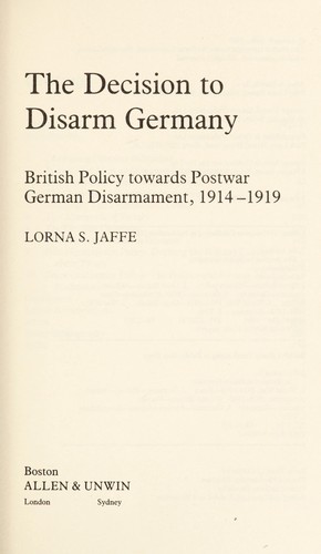 The decision to disarm Germany