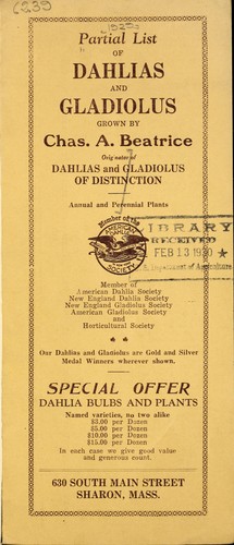 Partial list of dahlias and gladiolus