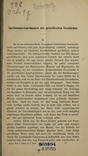 Quellenuntersuchungen zur griechischen Geschichte