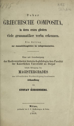 Ueber griechische Composita, in deren ersten gliedern viele grammatiker Verba erkennen