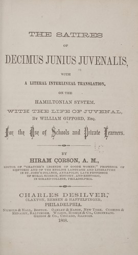 The Satires of Decimus Junius Juvenalis