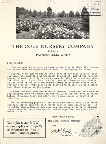 The Cole Nursery Company, 48 years at Painesville, Ohio