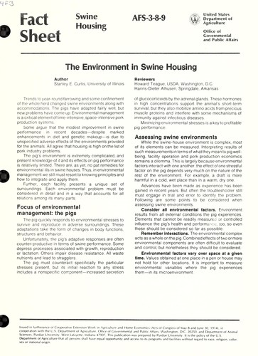 The environment in swine housing