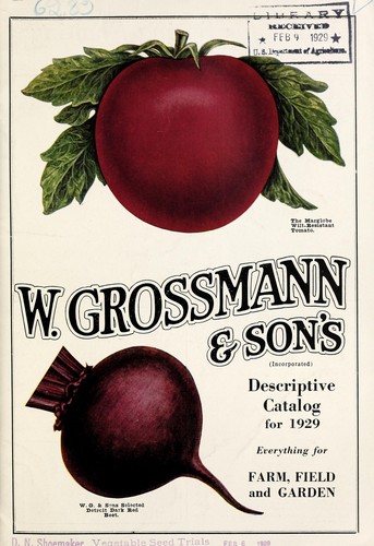 W. Grossmann & Son's descriptive catalogue for 1929