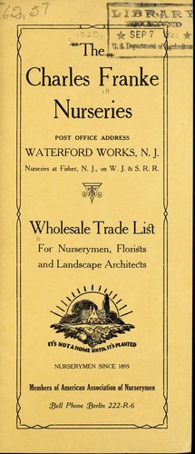Wholesale trade list for nurserymen, florists and landscape architects